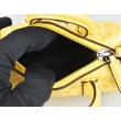【Michael Kors】MICHAEL KORS字母浮雕LOGO PVC波士頓包設計拉鍊手提鑰匙圈零錢包(黃)