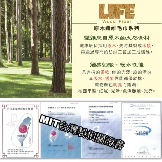 【LIFE 來福牌】台灣製原木纖維築夢毛巾2件組(33x76cm)