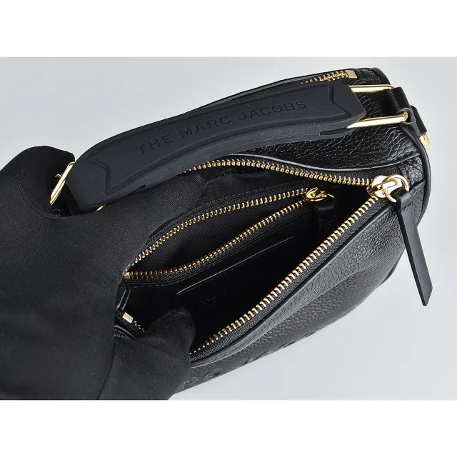 【MARC JACOBS】MARC JACOBS THE SOFTBOX立體字母LOGO牛皮拉鍊手提斜背包(展示品/迷你/黑)