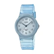 【CASIO 卡西歐】簡約百搭透明果凍款圓型數字時刻指針休閒錶- 水藍色(MQ-24S-2B)