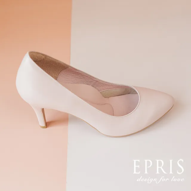 【EPRIS 艾佩絲】現貨 約會必備女鞋推薦 尖頭細跟淺口8公分高跟鞋 素面尖頭婚鞋 21.5-26-櫻花粉(高跟鞋)
