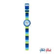 【Flik Flak】兒童手錶 撞色條紋 藍 STRIPY BLUE 兒童錶 編織錶帶 瑞士錶 錶(31.85mm)