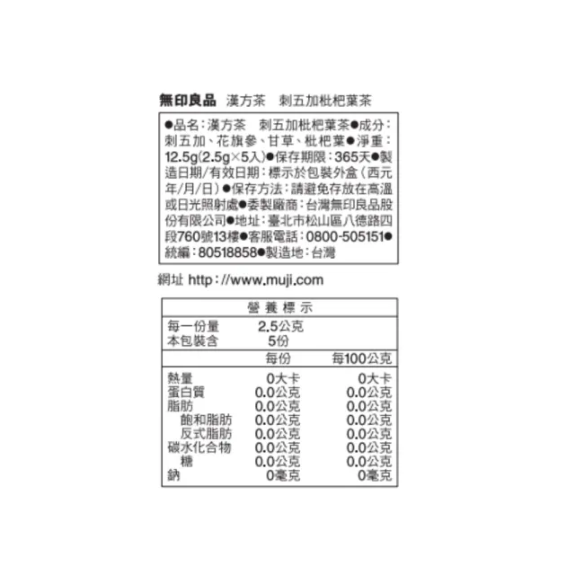 【MUJI 無印良品】漢方茶 刺五加枇杷葉/5入