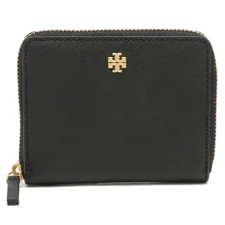 【TORY BURCH】素面皮革拉鍊短夾