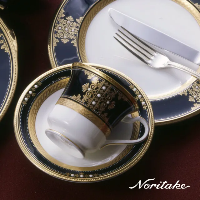 【NORITAKE】壯麗花海金邊咖啡對杯(禮盒組)