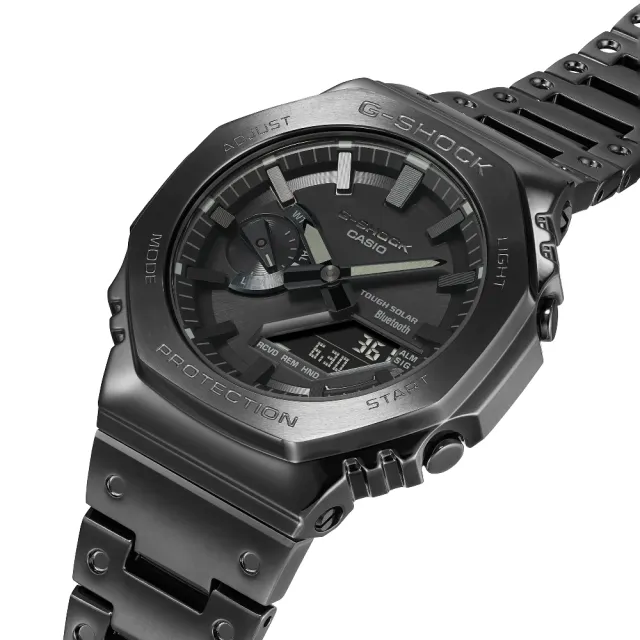 CASIO 卡西歐】G-SHOCK 全金屬農家橡樹太陽能雙顯腕錶x黑44.4mm(GM