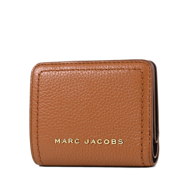 MARC JACOBS 馬克賈伯 荔枝紋牛皮對開釦式短夾-煙燻棕