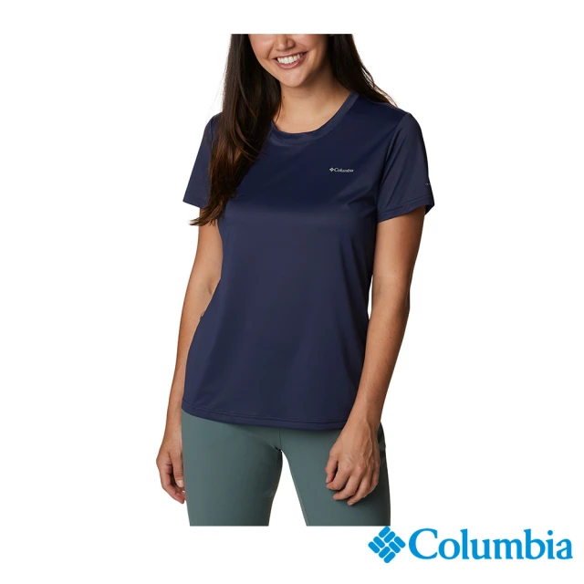 Columbia 哥倫比亞 官方旗艦 女款-Columbia Hike™快排短袖上衣-深藍(UAR98050NY / 2023年春夏)