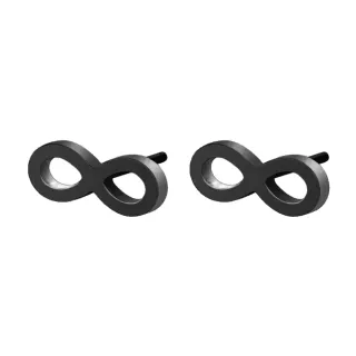 【VIA】白鋼耳釘 白鋼耳環 符號耳環/符號系列 無限符號造型白鋼耳釘(黑色)