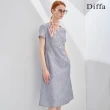 【Diffa】灰白條紋緹花連身洋裝-女