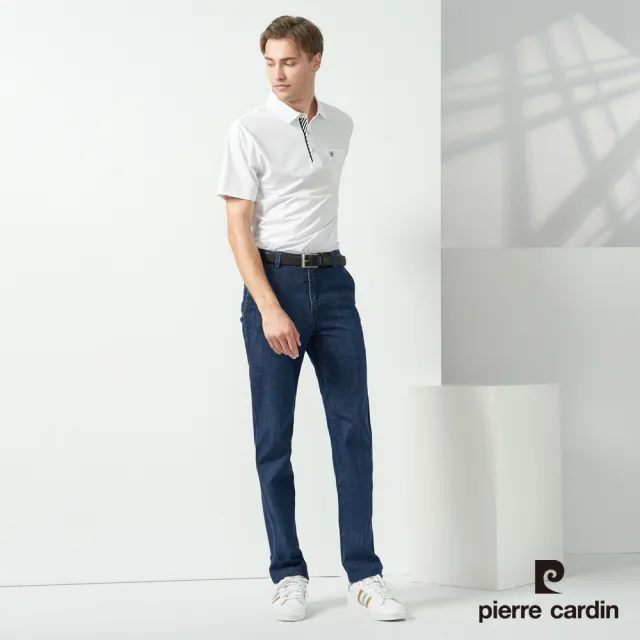 【pierre cardin 皮爾卡登】商務休閒 男款 吸濕排汗素色襯衫領短袖polo衫-白色(5237207-90)