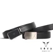 【VOVA】台灣總代理 典雅紳士金屬髮絲紋自動扣皮帶-鎗色(VA017-004-SGU)