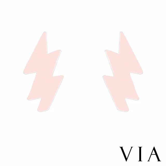 【VIA】白鋼耳釘 白鋼耳環 閃電耳環/個性系列 霹靂閃電造型白鋼耳釘(玫瑰金色)