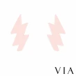 【VIA】白鋼耳釘 白鋼耳環 閃電耳環/個性系列 霹靂閃電造型白鋼耳釘(玫瑰金色)