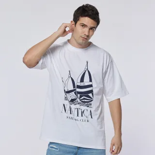 【NAUTICA】男裝 潮流OVERSIZE帆船LOGO短袖T恤(白色)