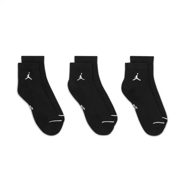 【NIKE 耐吉】襪子 Jordan Everyday 黑 白 短襪  吸濕 排汗 喬丹 黑襪 3雙入(DX9655-010)