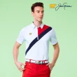 【Jack Nicklaus 金熊】GOLF男款配色剪接設計吸濕排汗POLO衫/高爾夫球衫(白色)