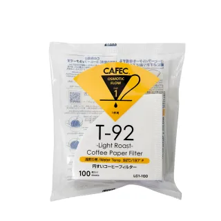 【CAFEC】三洋日本製T92淺焙豆專用白色錐形咖啡濾紙 1~2人份 100張 LC1-100W(適用HarioV60濾杯)