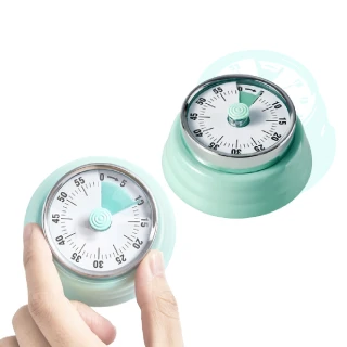 【時間管理大師】復古磁吸機械式烹飪計時器-淺綠(不需電池 定時器 倒數計時 冰箱磁鐵 提醒器)