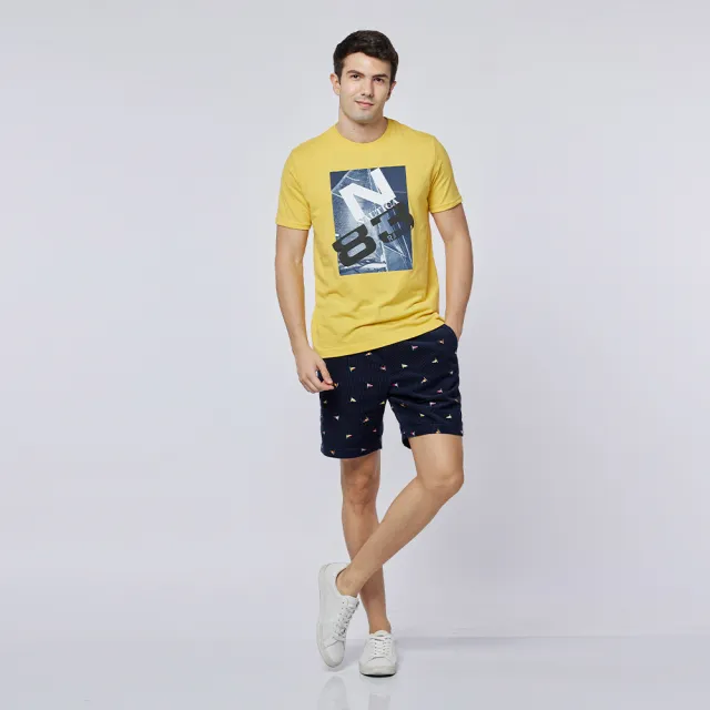 【NAUTICA】男裝 品牌LOGO海報風格短袖T恤(黃色)