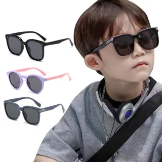 【ALEGANT】童樂時尚兒童專用輕量矽膠彈性太陽眼鏡(台灣品牌UV400方框偏光墨鏡/多款任選)