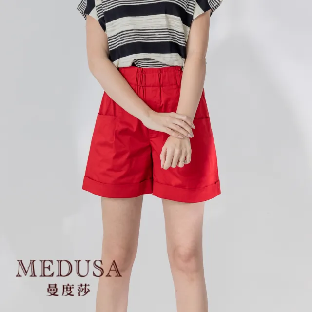 【MEDUSA 曼度莎】現貨-紅色寬腰頭鬆緊短褲（M-XL）｜女短褲 休閒短褲 鬆緊腰頭(105-60203)