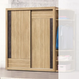 【顛覆設計】摩納鋼刷橡木色5x7尺推門衣櫥