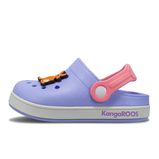 【KangaROOS 美國袋鼠鞋】童鞋 AERO布希鞋 旋轉式後帶可固定 輕量 休閒涼鞋(紫粉-KK31897)