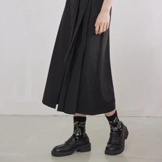 【gozo】半百褶綁帶造型寬褲裙(兩色)