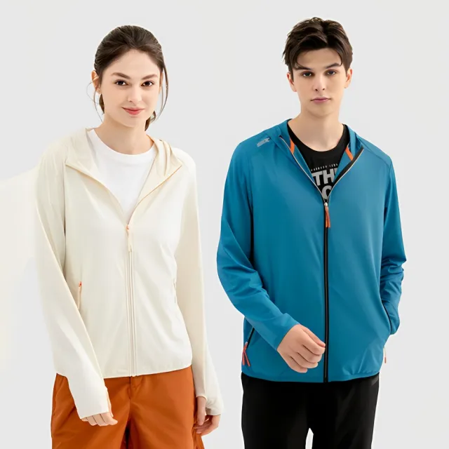 【Hang Ten】買一送一 男女裝-抗uv防曬涼感抗曬紗彈性連帽外套 兩入組(多色選)