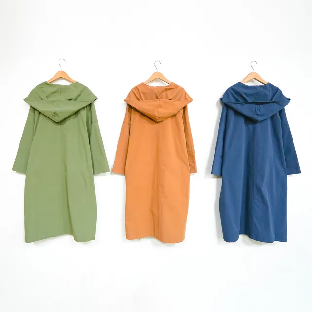 【Dailo】大連帽寬版長袖外套(藍 綠 駝/魅力商品)