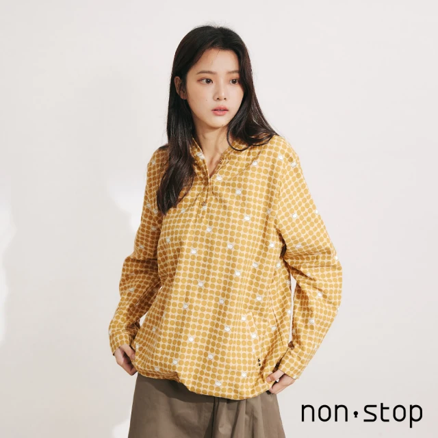 non-stop 復古圓點側綁帶長版襯衫-2色