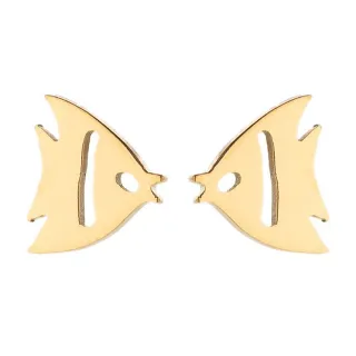 【VIA】白鋼耳釘 白鋼耳環 熱帶魚耳環/海洋系列 熱帶魚造型白鋼耳釘(金色)