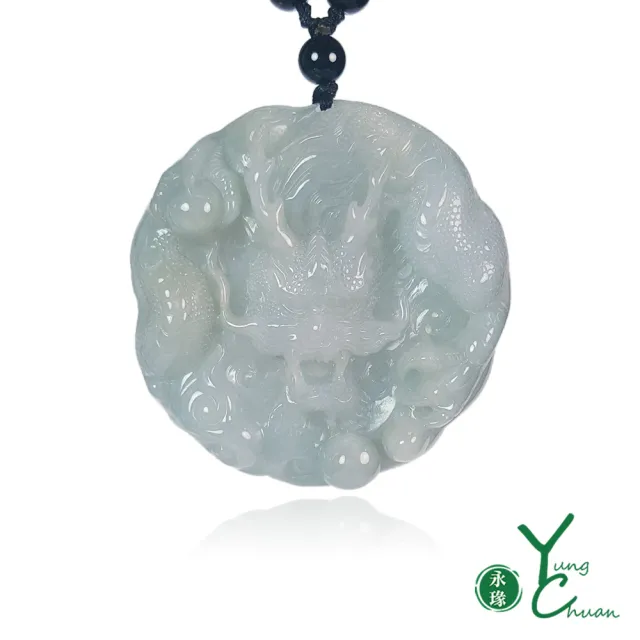 【YC 寶石】A貨翡翠芙蓉種厚裝唯我獨尊霸王龍牌項鍊(818)
