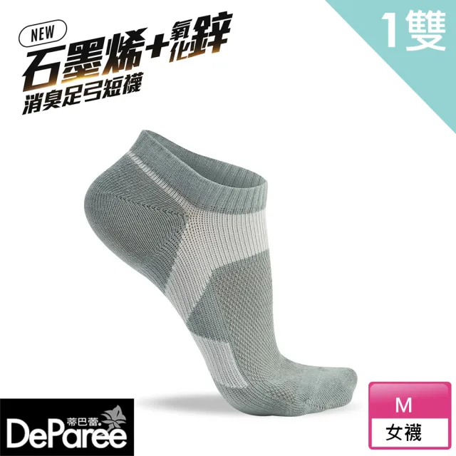 【蒂巴蕾】石墨烯氧化鋅消臭足弓短襪 關鍵支撐-M號 湖綠色(消臭襪/運動襪/短襪/足弓襪/網眼襪)