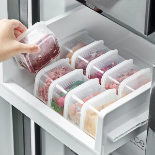 【Dagebeno荷生活】食品級PP材質透明條紋保鮮盒 冷凍肉類食材分裝盒-200ml兩組(共6入)