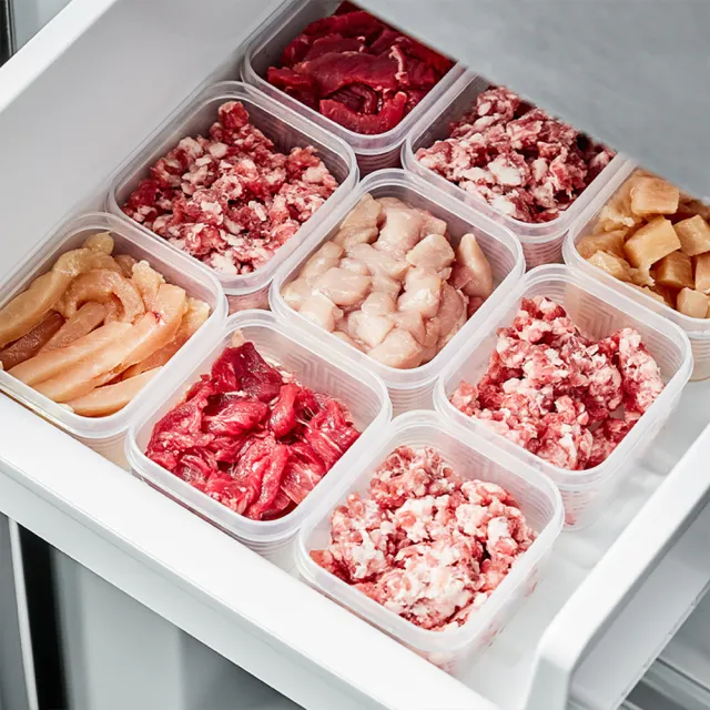 【Dagebeno荷生活】食品級PP材質透明條紋保鮮盒 冷凍肉類食材分裝盒-100ml三組(共12入)
