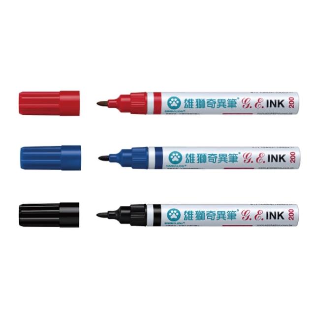 【SIMBALION 雄獅文具】油性速乾奇異筆 1.3mm /支 No.200(紅、黑、藍)