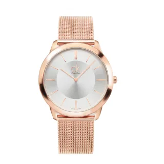【Calvin Klein 凱文克萊】minimal系列 經典簡約玫瑰金色系 米蘭錶帶 手錶 腕錶 CK錶 40mm(K3M21626)