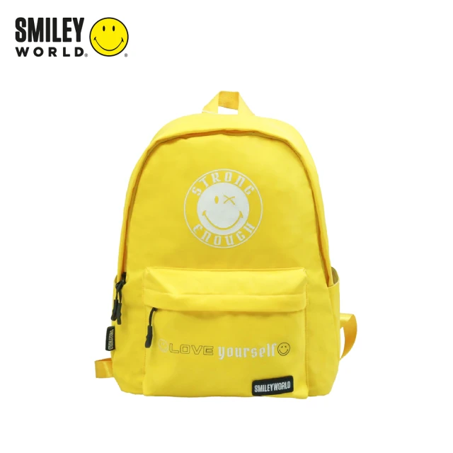 【Smiley World 微笑世界】兒童減壓 防潑水大容量雙肩後背包(黃色笑臉 兒童書包 學生背包)