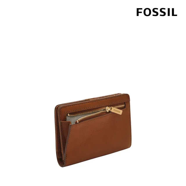 【FOSSIL 官方旗艦館】Liza 輕巧型真皮短夾-咖啡色X金飾片 SL7986G200