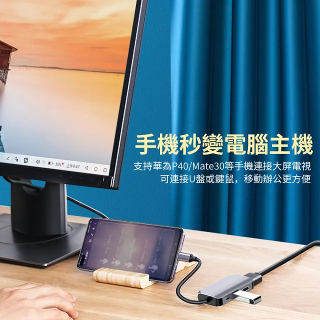 【Nil】Type-C 四合一多功能擴展塢 USB3.0集線器 PD快充 VGA轉接器 HDMI轉接頭