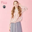 【PINK NEW GIRL】甜美蕾絲花邊領格紋綁帶長袖上衣 J2209AD(2色)