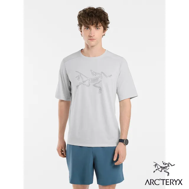 【Arcteryx 始祖鳥官方直營】男 Cormac Logo 快乾短袖圓領衫(空氣雜灰)