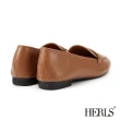 【HERLS】樂福鞋-馬銜釦橢圓頭低跟樂福鞋(棕色)