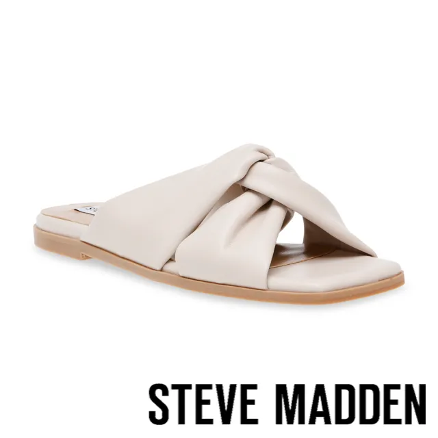 【STEVE MADDEN】HOORAY 方頭雲朵交叉帶拖鞋(米杏色)