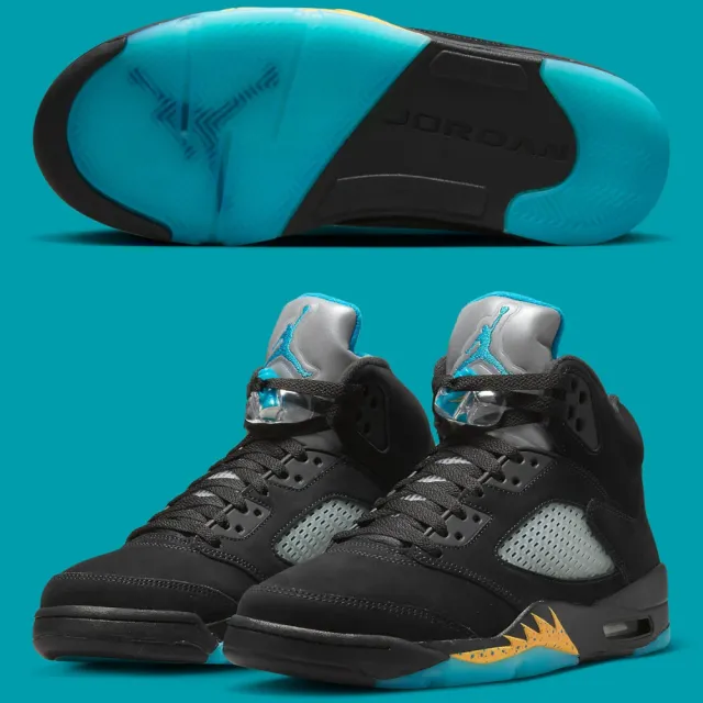 NIKE 耐吉】休閒鞋Air Jordan 5 Aqua 水族黑水藍男鞋DD0587-047(休閒鞋