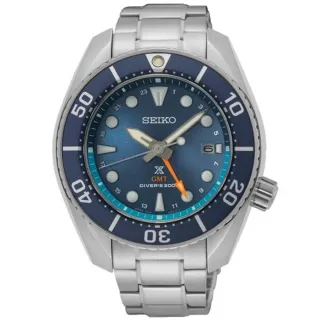 【SEIKO 精工】Prospex GMT SUMO藍水鬼相撲太陽能潛水錶-藍x銀/45mm(5K65-0AA0B)