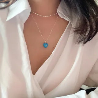 【SUMMER 一夏】買一送一 韓系愛心彩釉項鍊INS雙層鎖骨鍊 氣質百搭