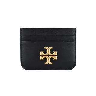 【TORY BURCH】ELEANOR經典金屬T LOGO標誌皮革名片夾(黑)